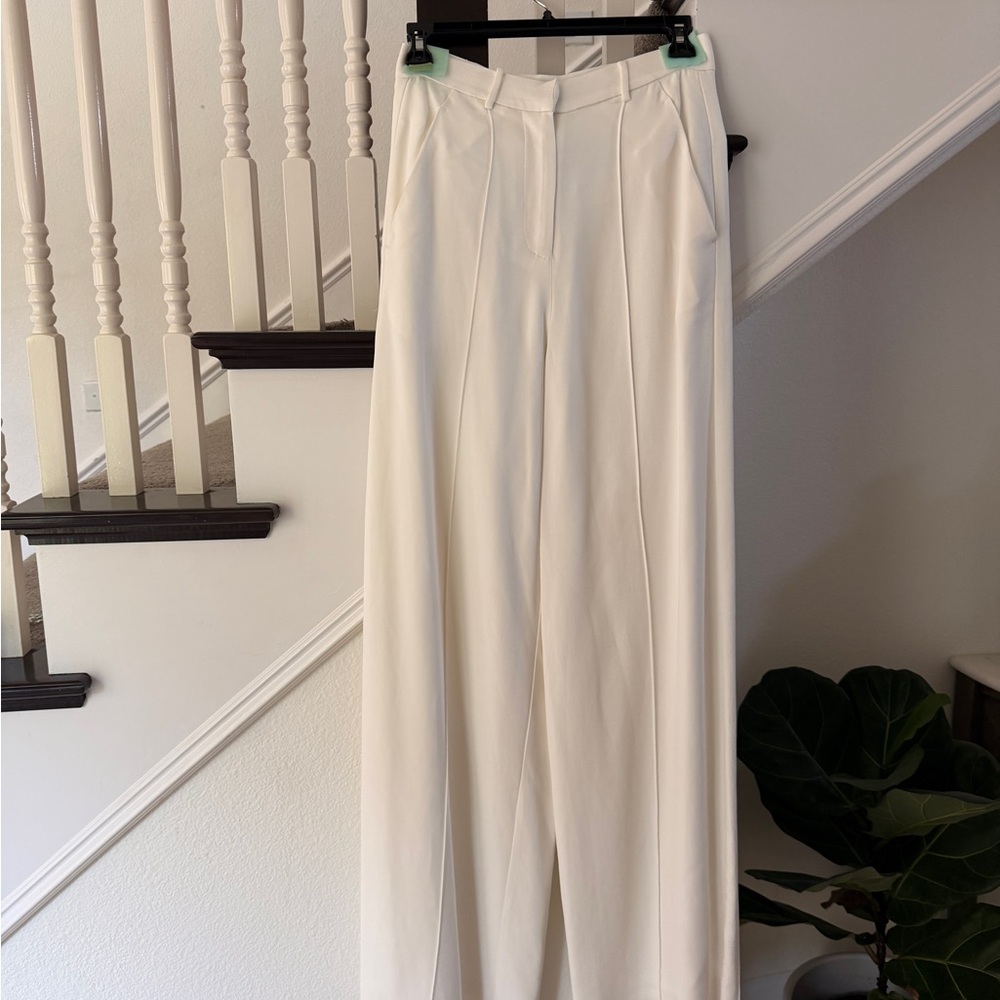 Karen Millen Cream Wide-Leg Trousers